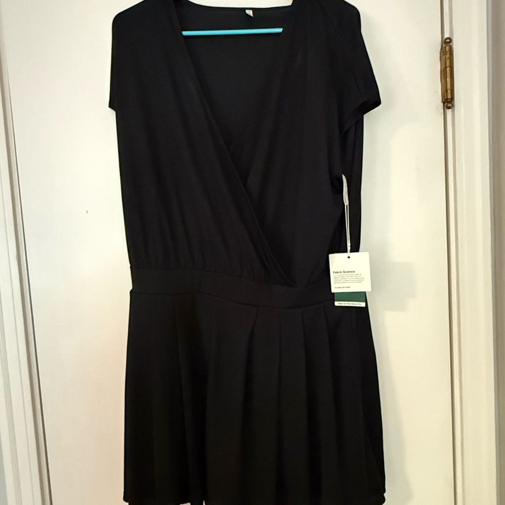 HALARA Black Wrap-Front Short Sleeve Romper